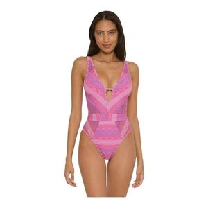 BECCA Pink and Purple One Piece Swimsuit